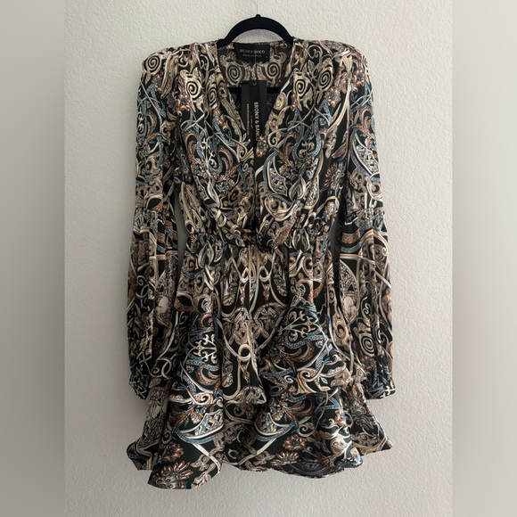 NWT Bronx and Banco India ruffle Printed Mini Dress US 4/S Small - Picture 8 of 14